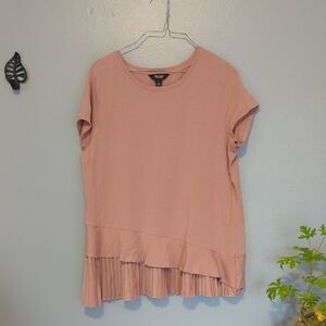Simply Vera Vera Wang Blush Pink Structured Tshirt With Ruffle Hemline Large L